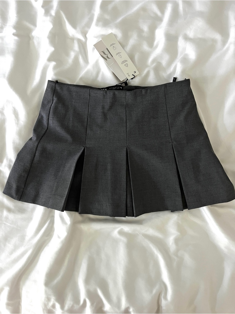 NWT Zara Gray Pleated Mini Skort|Skirt | Womens XS